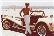 At 21, Alfred DiMora shows off a Clenet Series I at the beach in Santa Barbara in 1977.
