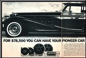 Pioneer Stereo uses Clenet in their ad campaign to draw attention to their car stereos as shown here in <em>People</em>, June 28, 1982.