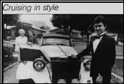 Two lucky winners in Lompoc, California win a charity drawing and enjoy a trip to Beverly Hills in a chauffeured Clenet in October 1986.